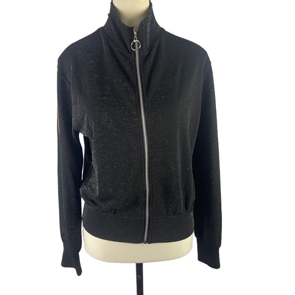 Wild Fable Y2K style track zip up sparkly jacket mustard yellow stripes s sz XS‎ - Picture 4 of 11